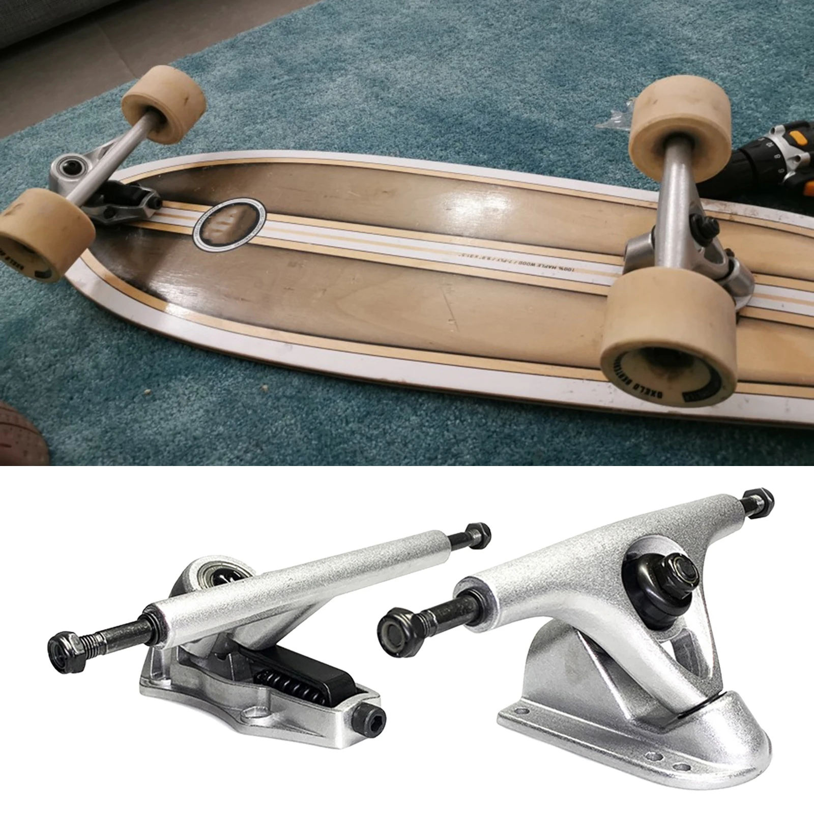 

1 Pair Skateboard Trucks 6 Inches Trucks Rise Pads Hardware Set for Skate Board Longboard Decks Cruiser Replacement Parts