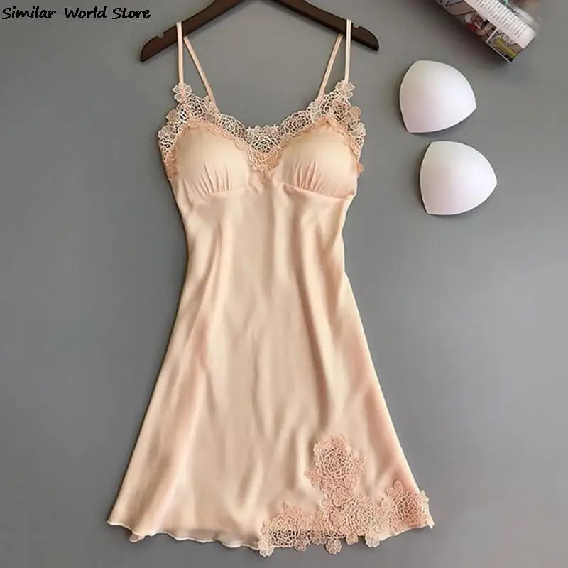 Женское сексуальное шелковое атласное Ночное платье без рукавов Ночная рубашка