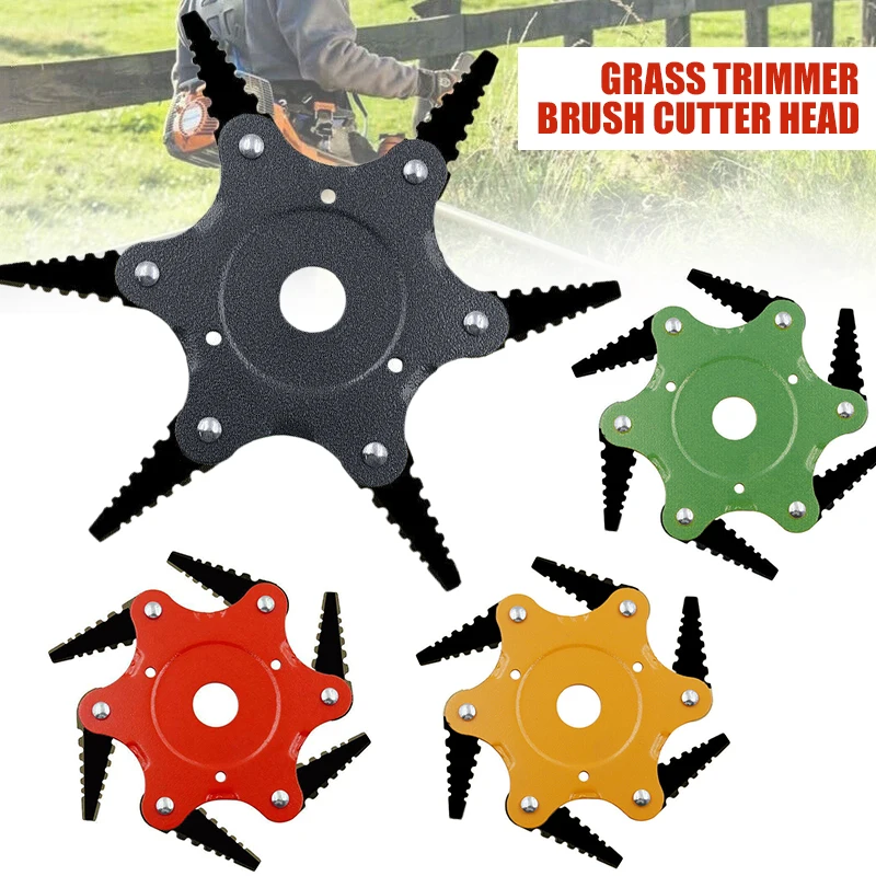 

6 Blades Trimmer Head Grass Trimmer Brush Cutter Cemented Carbide Garden Strimmer Mower Blade Replacement Accessories