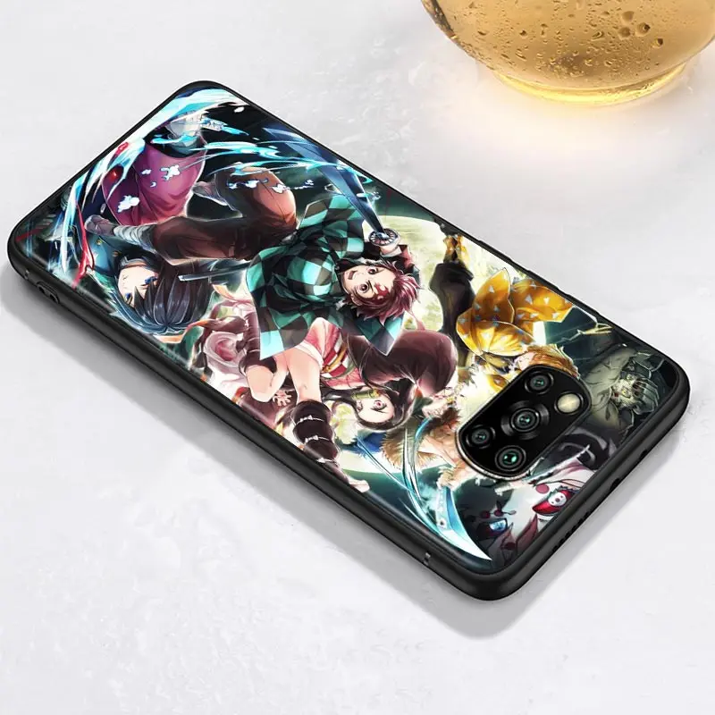 demon slayer anime for xiaomi poco x3 nfc f3 gt m3 m2 x2 f2 pro c3 f1 civi mi play mix 3 a2 a1 6x 5x black phone case free global shipping