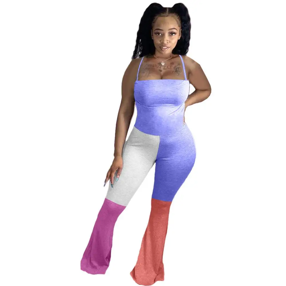 Женский комбинезон на бретелях-спагетти без рукавов