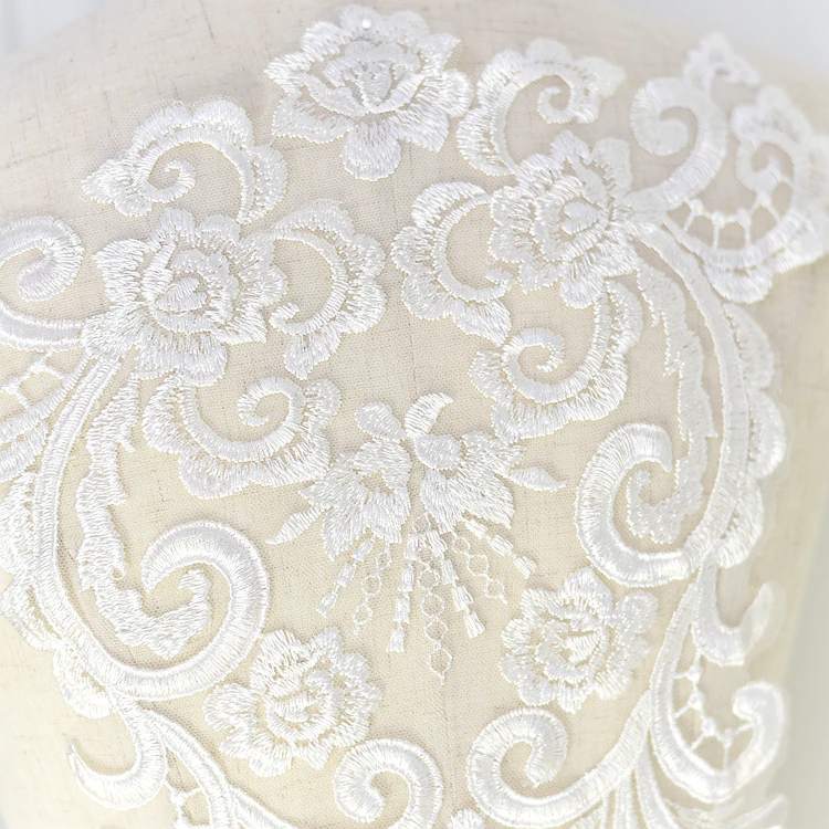 

big lace flowers motif embroidery lace long lace patch bridal lace flowers