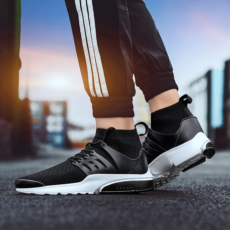 Мужские высокие кроссовки сетчатая повседневная обувь дышащие для тенниса