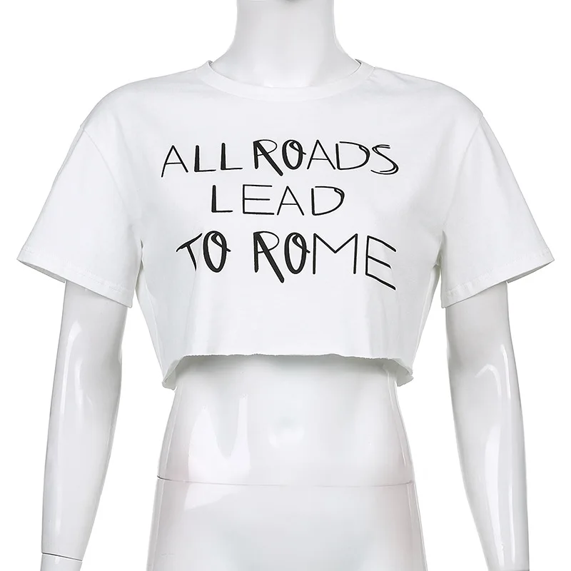 

New Summer Women's Letters Print Sexy Short Loose Casual T-shirt