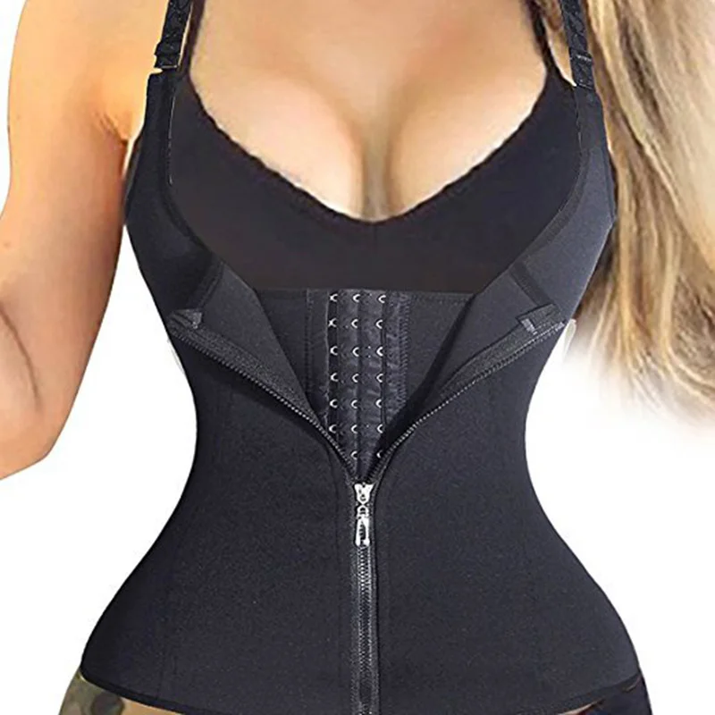 

New Women Corset Shapewear Waist Trimmer Fat Burning Zipper Body Shaping Slimming Top XD88