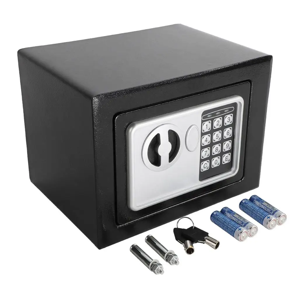 

Mini Wall-in Style Electronic Code Metal Steel Box Safe Case 17EF Black