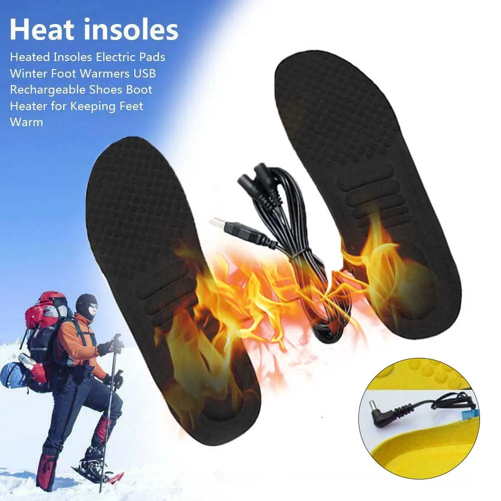 

1 Pair Electric Winter Unisex Camping Pad Thermal Comfortable Ski Foot Warmer Outdoor Ridding Heated Insole Soft USB Charging