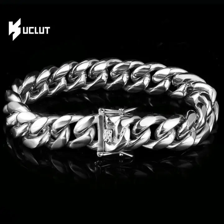 

10MM Wide Curb Cuban Link Chain Bracelets for Men Women Jewelry Anti Allergy Stainless Steel Wristband Gifts