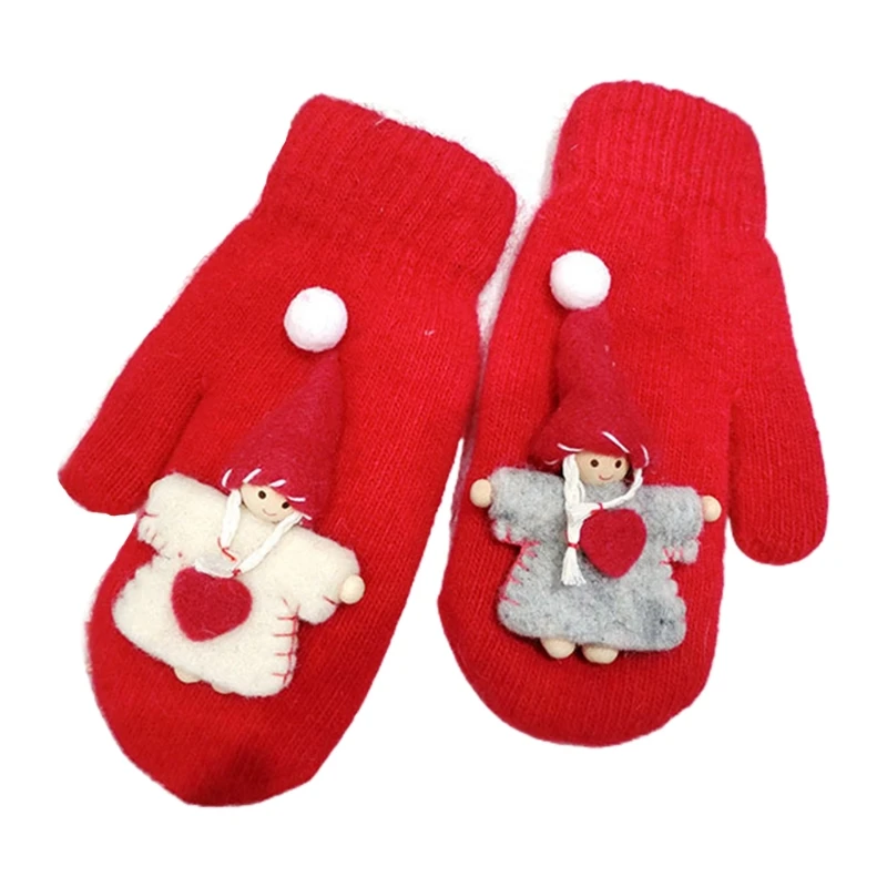 

Xmas Winter Warm Gloves Lovely Full Finger Gloves Soft Knitted Gloves Christmas Fleece Lined Glove Thickened Gloves