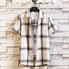 Брендовая Летняя мужская рубашка в черно-белую клетку, модные повседневные рубашки с коротким рукавом, большие Азиатские размеры M-4XL 5XL