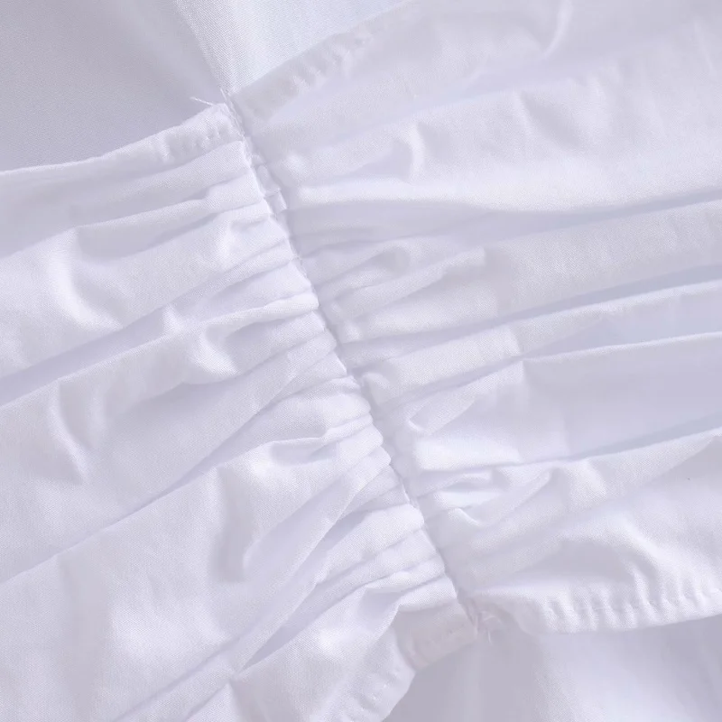 

Women Summer Fashion Poplin Blouses Shirts Tops Long Sleeve Sashes Bow Tie Pleated Loose Female Elegant Street Clothes Blusas