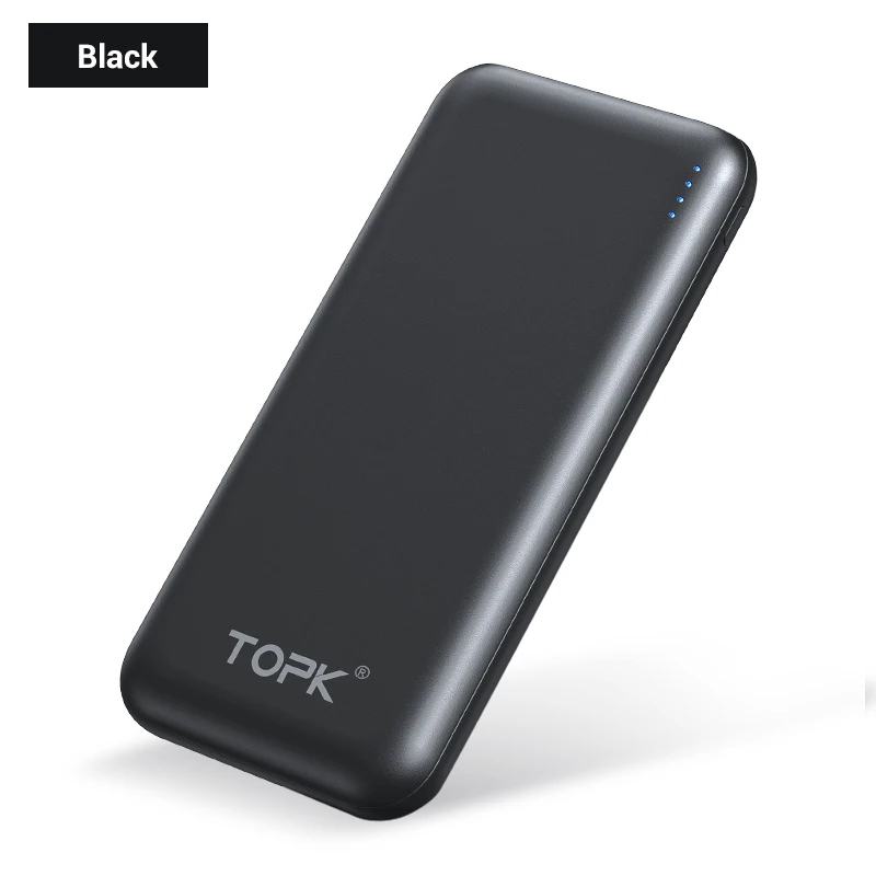 TOPK power Bank 10000 мАч Быстрая зарядка 3,0 usb type C PD Быстрая зарядка внешний аккумулятор портативное зарядное устройство для Xiaomi - Цвет: Black