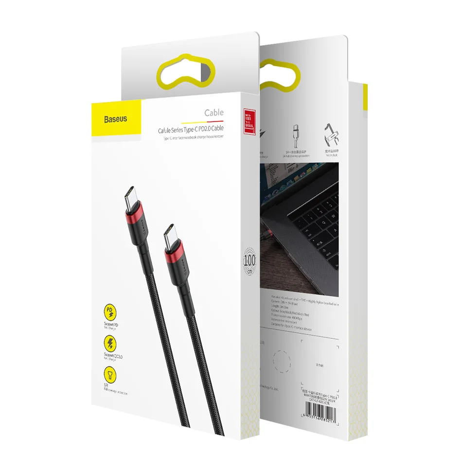 Baseus кабель usb type C к USB C кабель для samsung S10 Xiaomi Мобильный телефон USBC PD Быстрая зарядка шнур USB-C кабель type-C