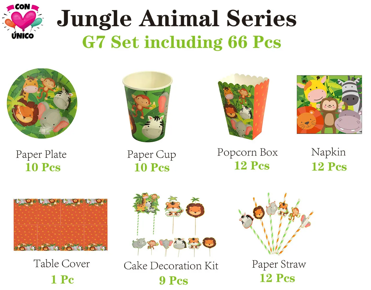 Набор одноразовой посуды Conunico в виде животных и джунглей|Украшения своими руками