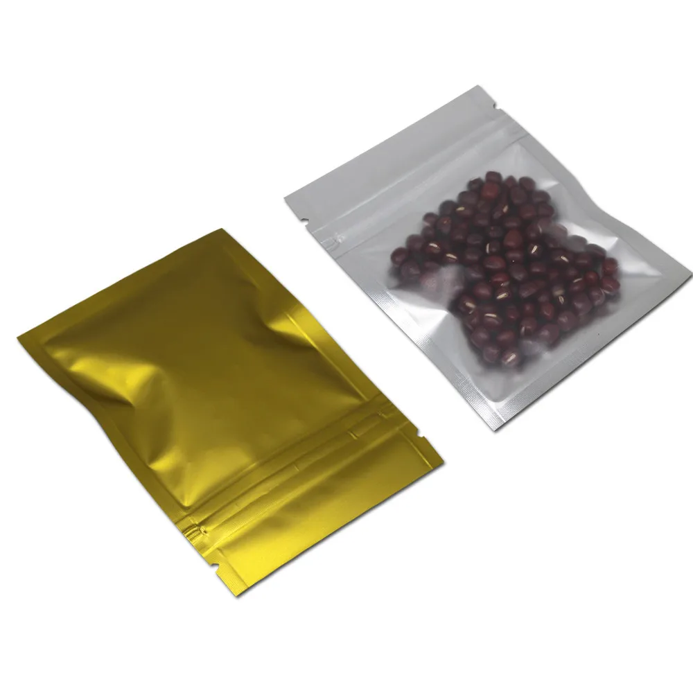 Golden 150 шт./лот 7,5x10 см почтовый замок Ювелирная игрушка упаковочная сумка плоская майларовая фольга Передняя прозрачная пластиковая молния пакеты Алюминиевая фольга сумка - Цвет: Golden