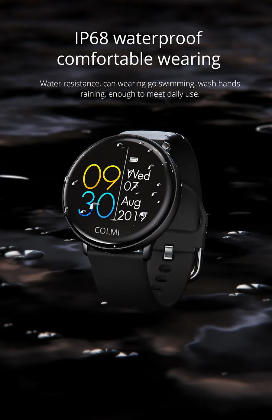 COLMI SKY2 Smart Watch IP68 Waterproof Fitness Activity Tracker Heart Rate Monitor Bluetooth Brim Sport Men Women Smart Clock
