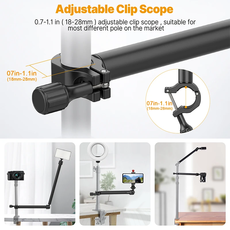 VIJIM LS04 Boom Arm Pipe Clamp Two-stage Extension Desk Mount Bracket Light Stand with 1/4 for Mic DSLR Camera Video Lights | Электроника