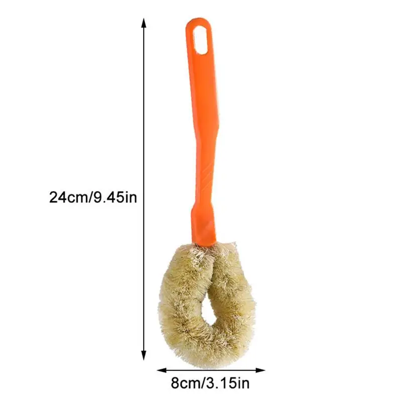 

Kitchen Non-stick Oil Pot Brush Linen Fiber Long Handle Dish Bowl Cup Brush Scrubber Random Color