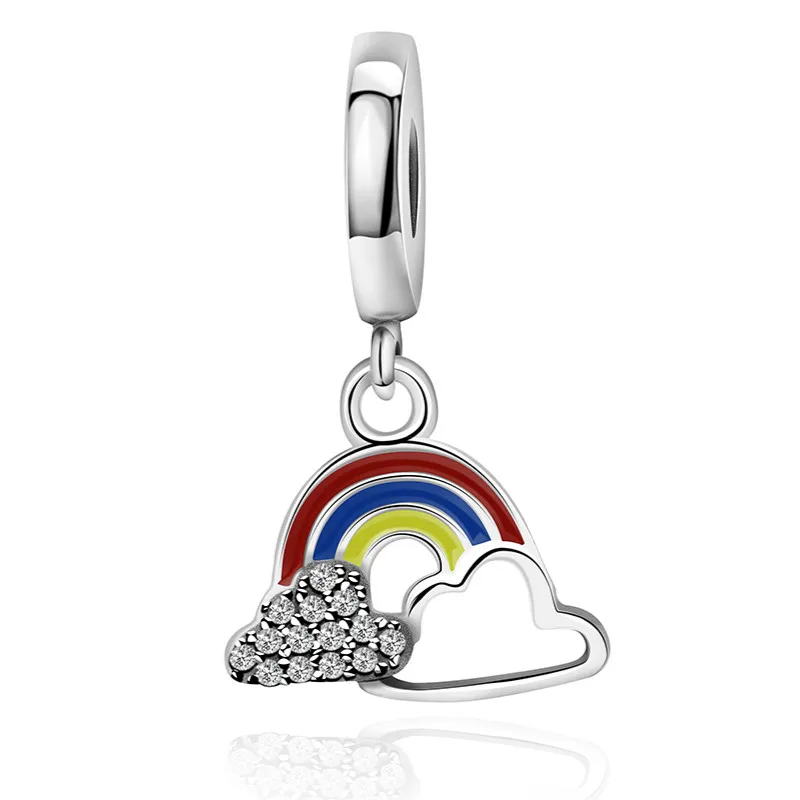 

2019 new 100% 925 Sterling Silver Gorgeous Cloud Rainbow Charm Pendant Original Jewelry Charming Women Jewelry Factory Direct