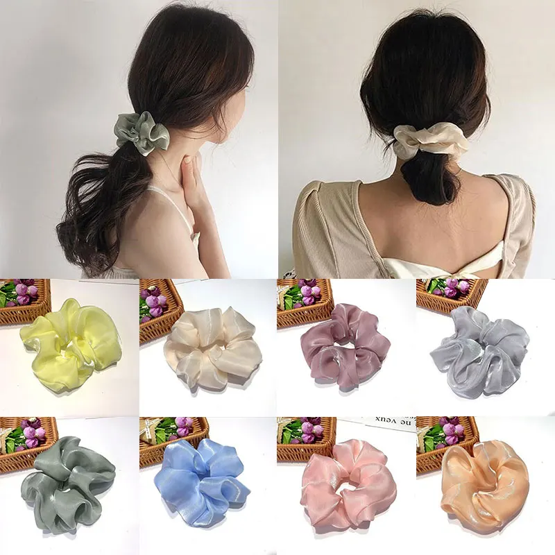 

1PC Fashion Bright Silk Hair Ring Oversized Hair Scrunchies Yarn Large Intestine Elastic Hair Band Solid Color Hair Accessories