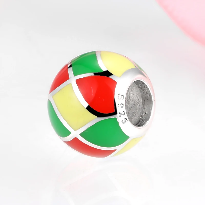 Круглые бусины в полоску из серебра 925 пробы с блестящей эмалью | Украшения и