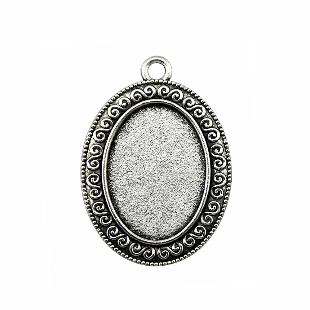 

6pcs Simple Style Cabochon Base Setting DIY Jewelry Accessories Antique Silver Color Antique Bronze Plated Fit 18x25mm Oval