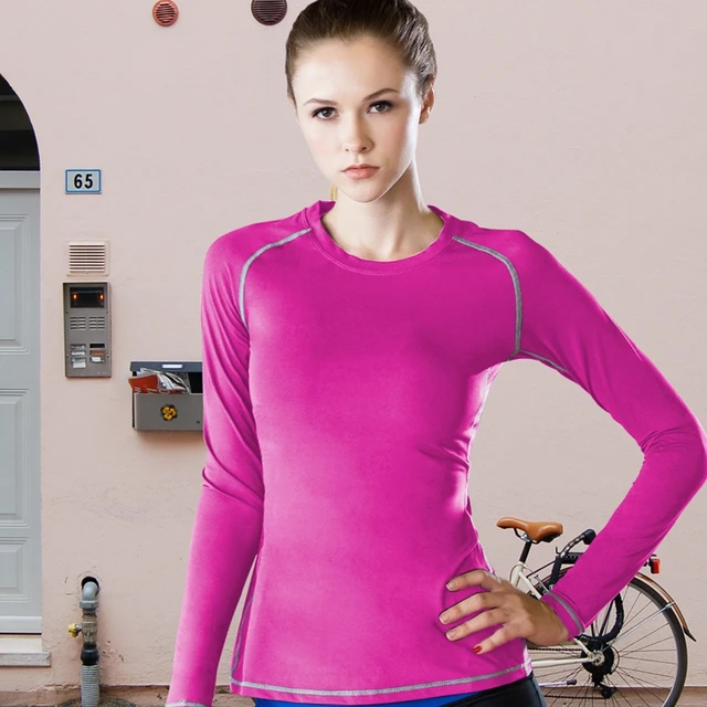 Women's Long Sleeve Sports Compression Tshirts Running Yoga T-Shirts Gym Shirts 5