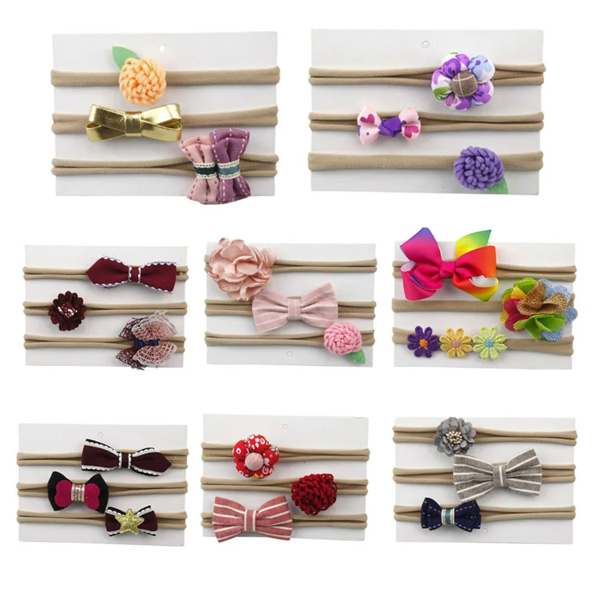 Аксессуары для волос повязка на голову 3 шт. детская эластичная Цветочная девочек