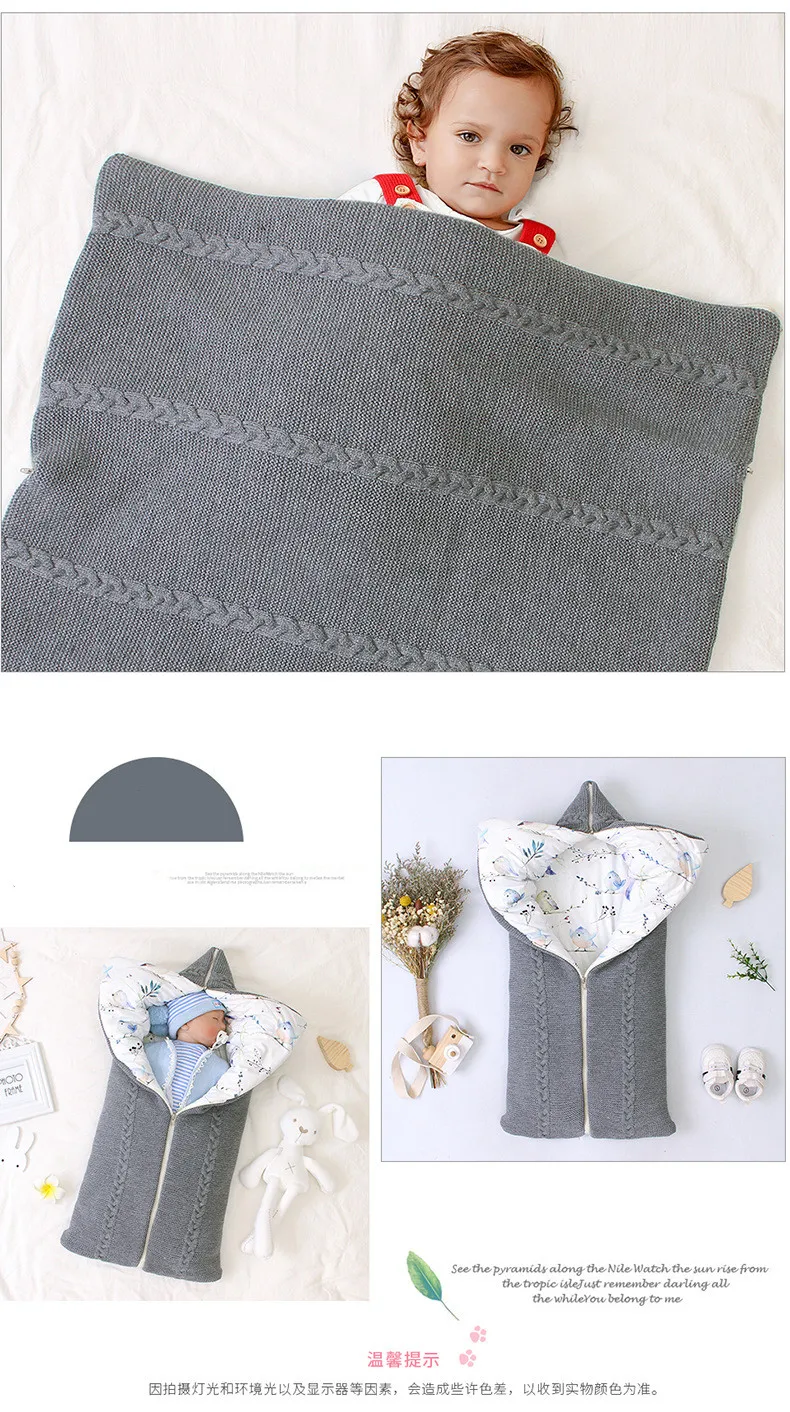 Newborn Winter Swaddle Infant Thicken Anti-kick Sleeping Bag Baby Autumn Winter Envelope Zipper Sleeping Bag Kids Blanket Quilt