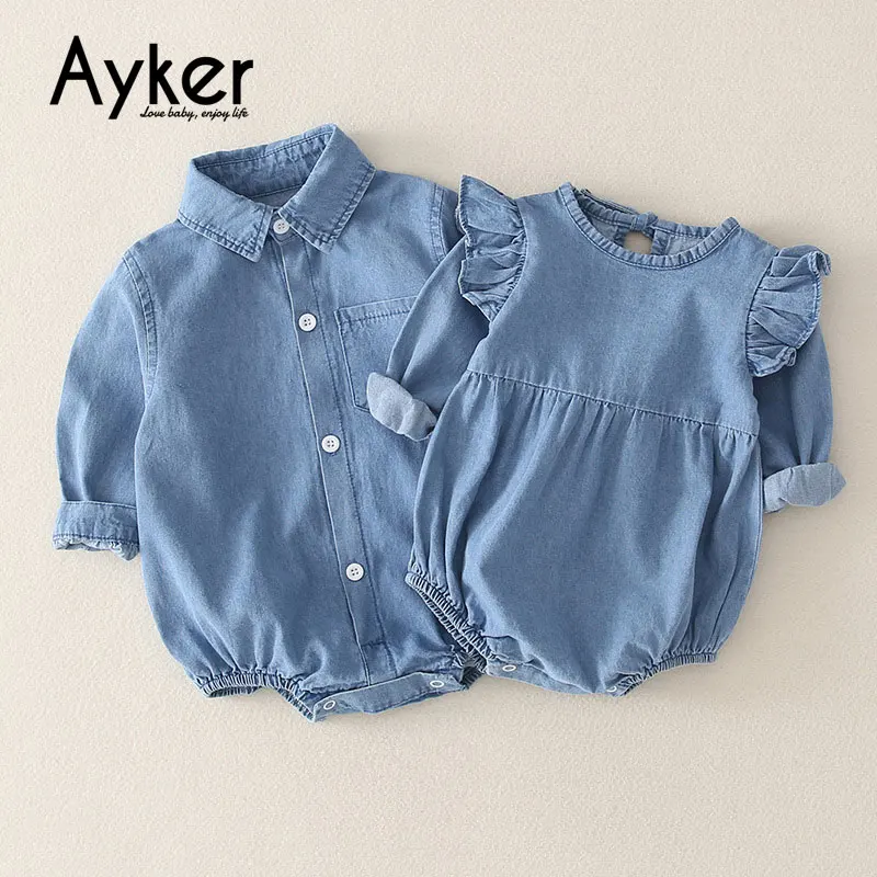 Детская одежда для близнецов боди с длинными рукавами мальчиков и девочек