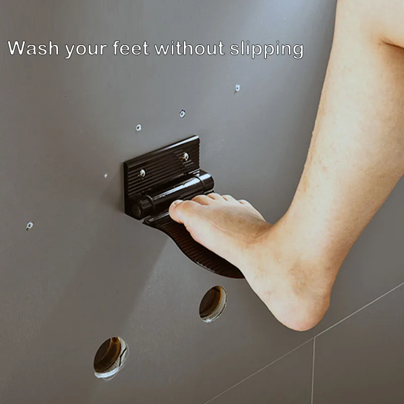 

Space Aluminum Pedal For Bathroom Anti-slip Bath Shower Foot Rest Wall-mounted Wash Feet Gadgets For Home Bath Mats Accessories