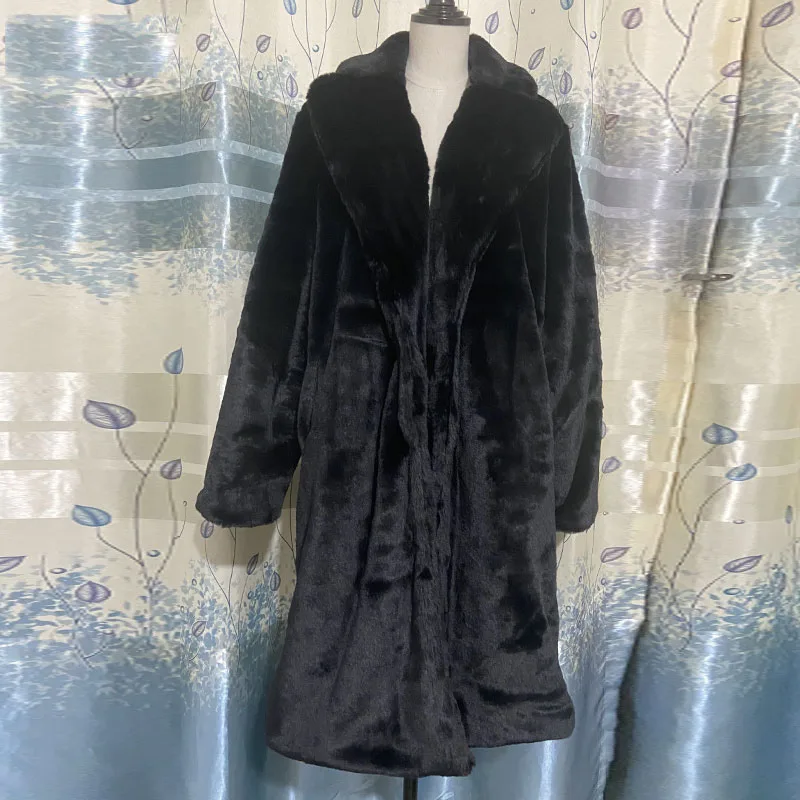 

Luck A Winter Coat Women Faux Rabbit Hair Fur Coat Korean Imitation Mink Hair Long Jacket Loose Thick Warm Faux Fur Jacket Parka