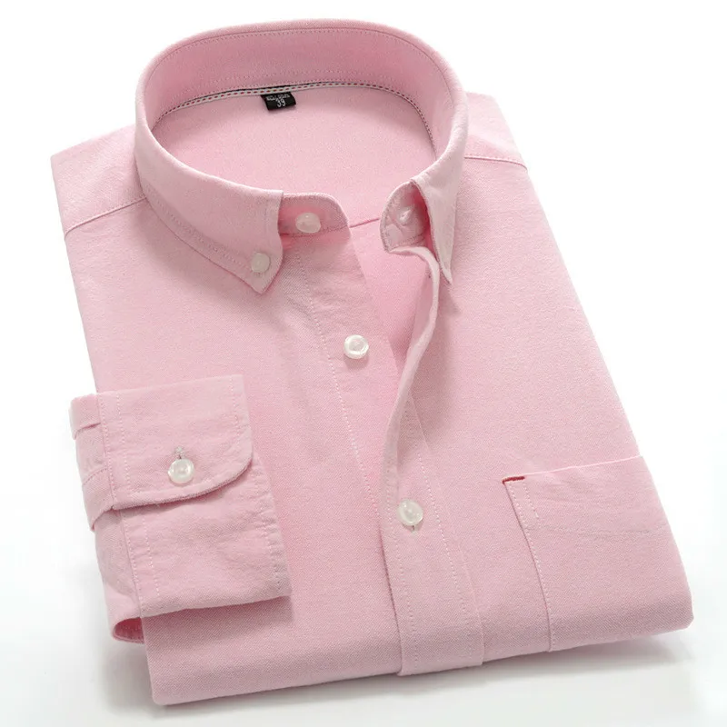 

Trendy OXFORD FABRIC 100% COTTON Man Dress Shirt Excellent Comfortable Slim Fit Button Collar Business Men Casual Shirts Tops