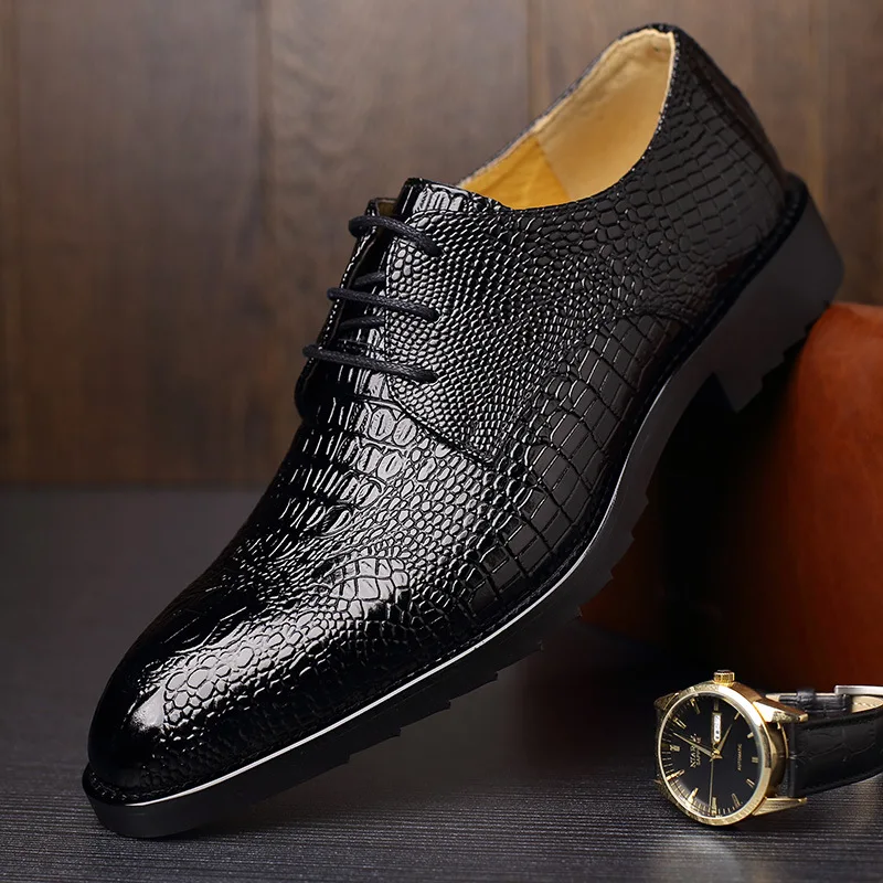 

Men'sDress Leather Shoes Lace-Up Wedding Party Shoes Mens Business Office Oxfords Flats Plus Size Men Fashion