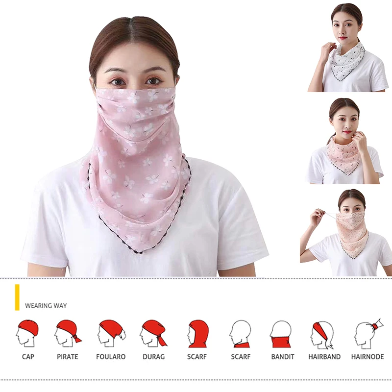 

2020 Summer Ice Silk Neck Face Cover Breathable Cycling Sunshade Face Cover Shawl Riding Adult with Earmuff