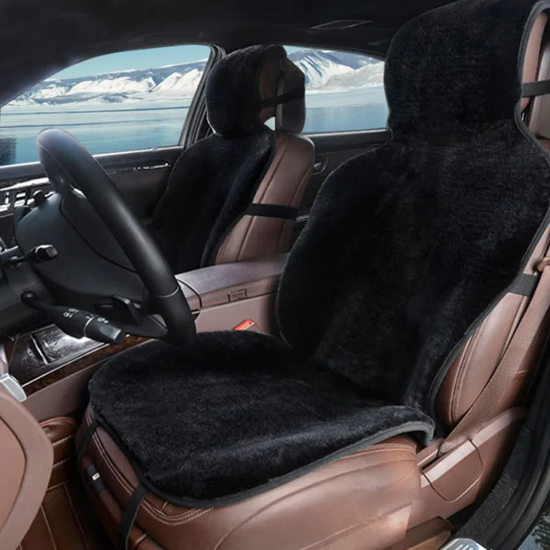 

Car seat covers set black faux fur cute car interior accessories cushion styling winter new plush car pad seat covers for car