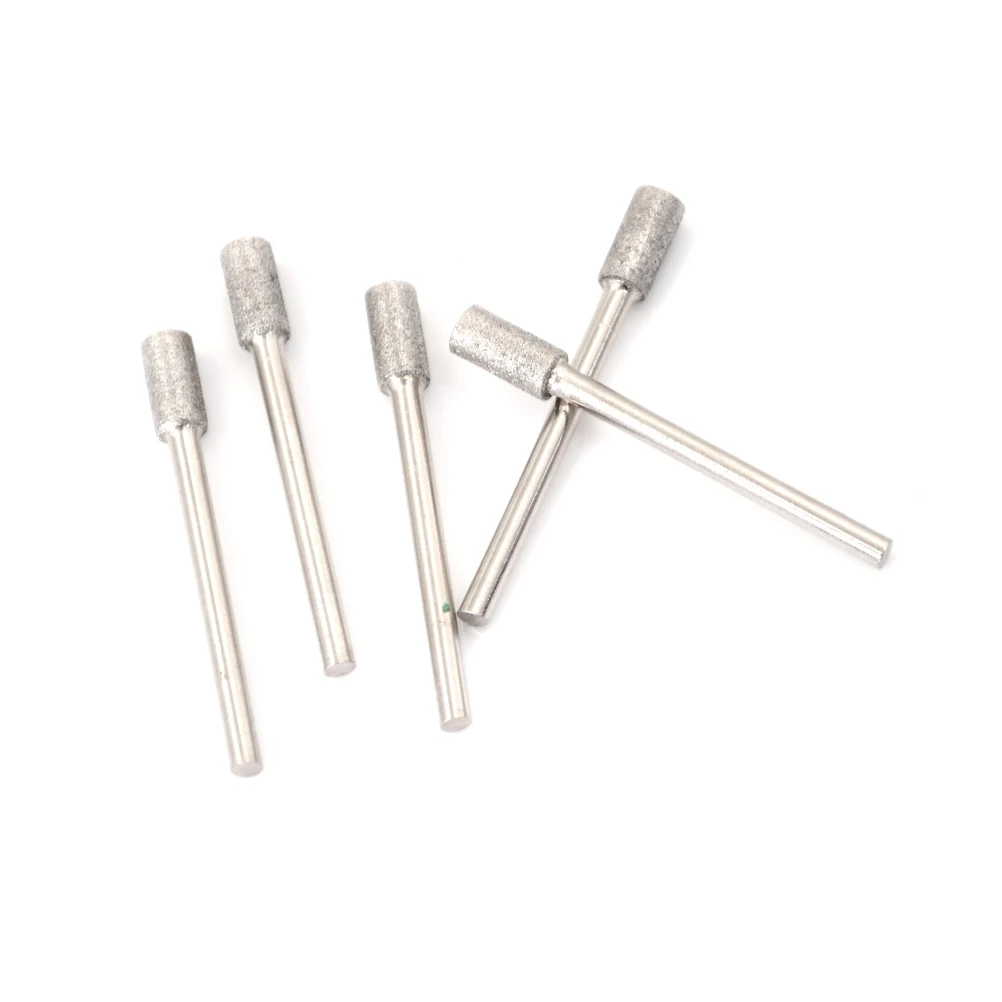 

5pcs Diamond Coated Cylindrical Burr 5mm Chainsaw Sharpeners Jade Agate Jade Carving Tools Grinding Needle