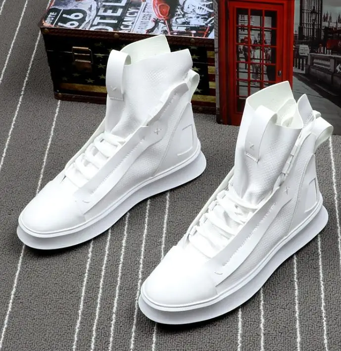 

High quality Men Fashion Casual Shoes Autumn Winter Men Shoes Male High Top Botas Hombre Men Leisure Yellow Hip-hop Boots