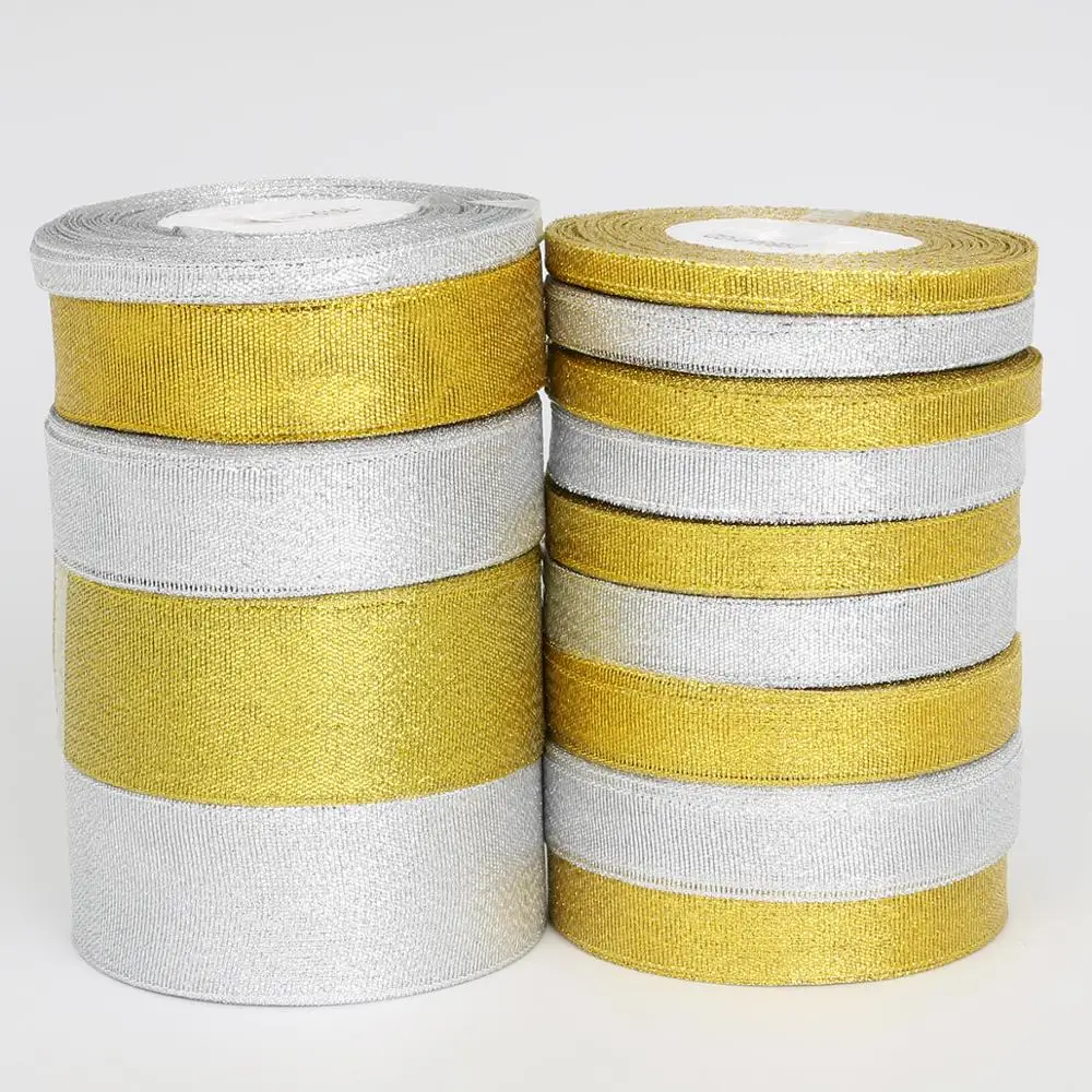 Ширина 7 мм 25 ярдов/диск золотистые и Серебристые бархатные ленты велюр