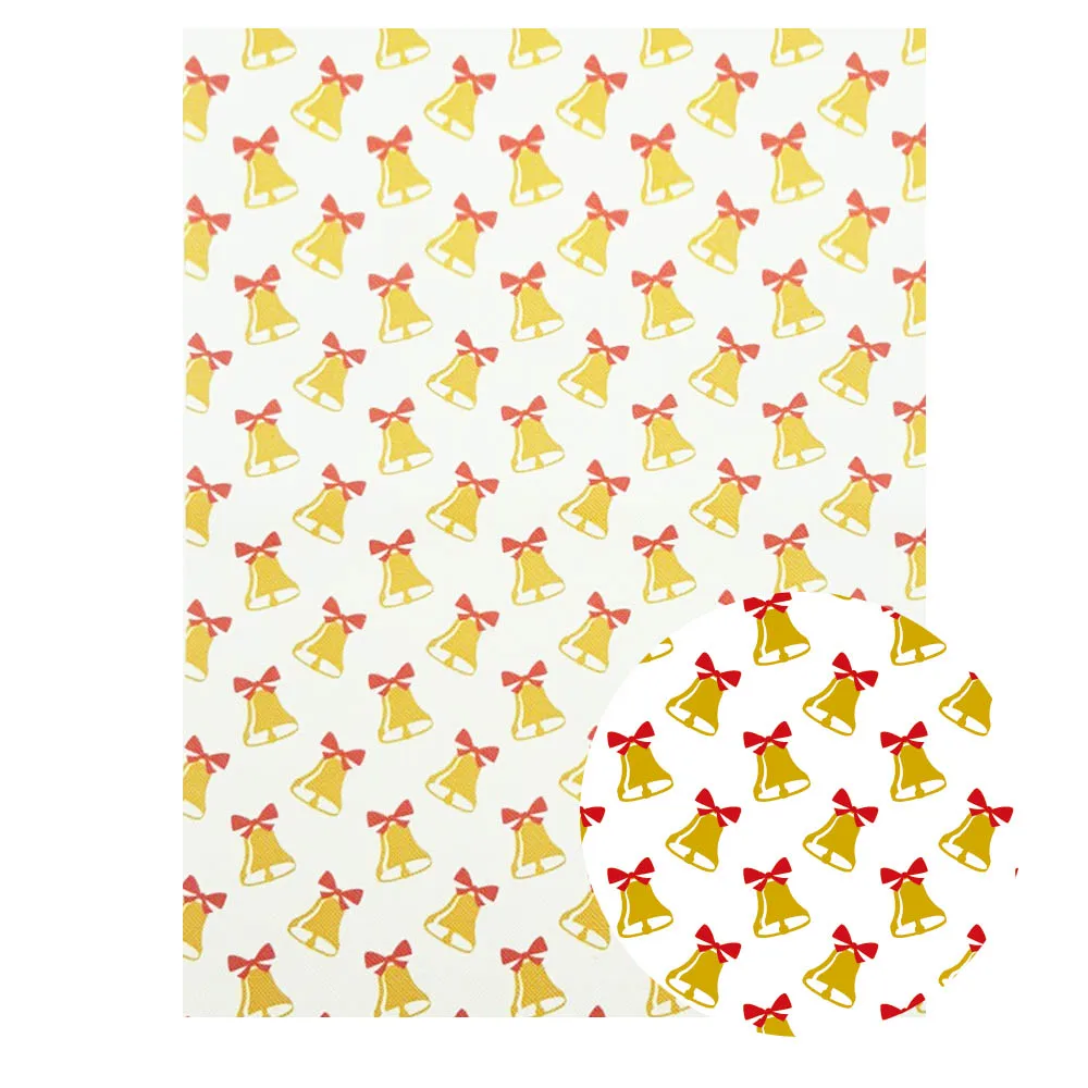QIBU 1pcs Christmas Faux Leather Sheets Vinyl Fabric Cartoon Elks Printed Leather Bow Fabric DIY Bags Material Synthetic Leather - Цвет: 08