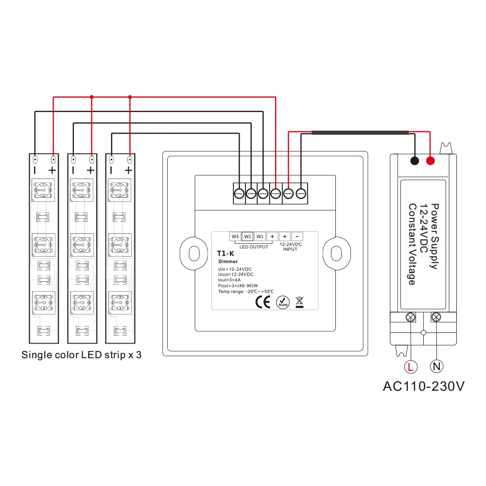 DC12-24V ручка панель настенный переключатель контроллер освещения диммер для