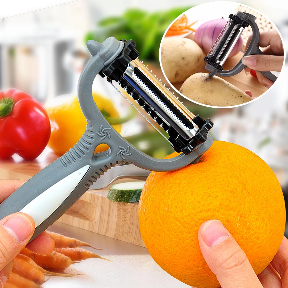 

3 In 1 Multifunctional Paring Knife Rotary Vegetable Fruit Potato Carrot Peeler Kitchen Portable Turnip Cutter Grater Gadget