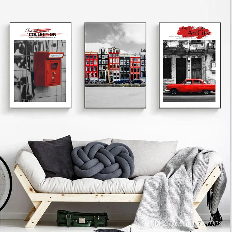 Красно-серые строительные картины RELIABLI настенные на холсте плакаты и принты для