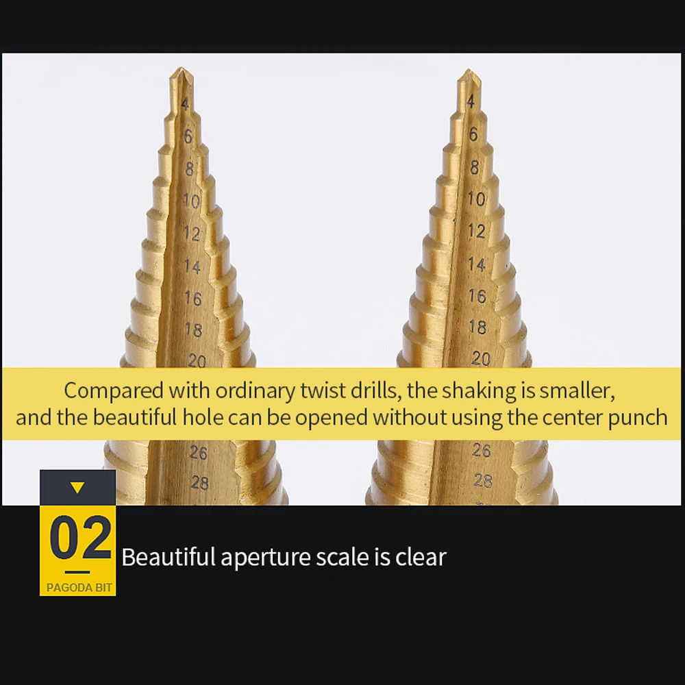 

Triangular Shank Step Drill Bits Reaming Bit Step Cone Cutting Tools Woodworking Wood Metal Drilling