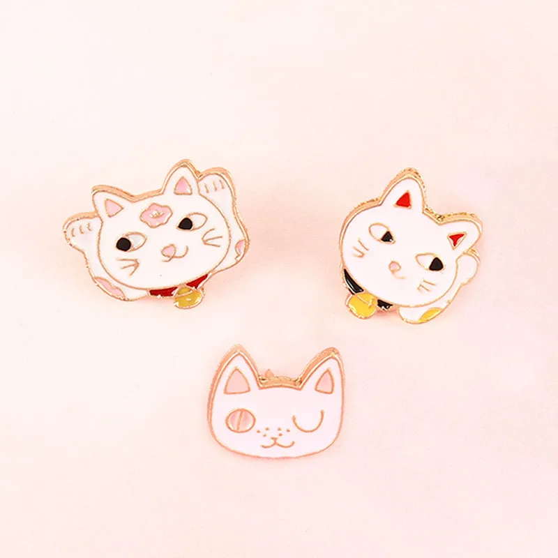 Броши на булавке Maneki Neko шпилька с подвеской Кот эмаль кошка брошь Япония Lucky Cat