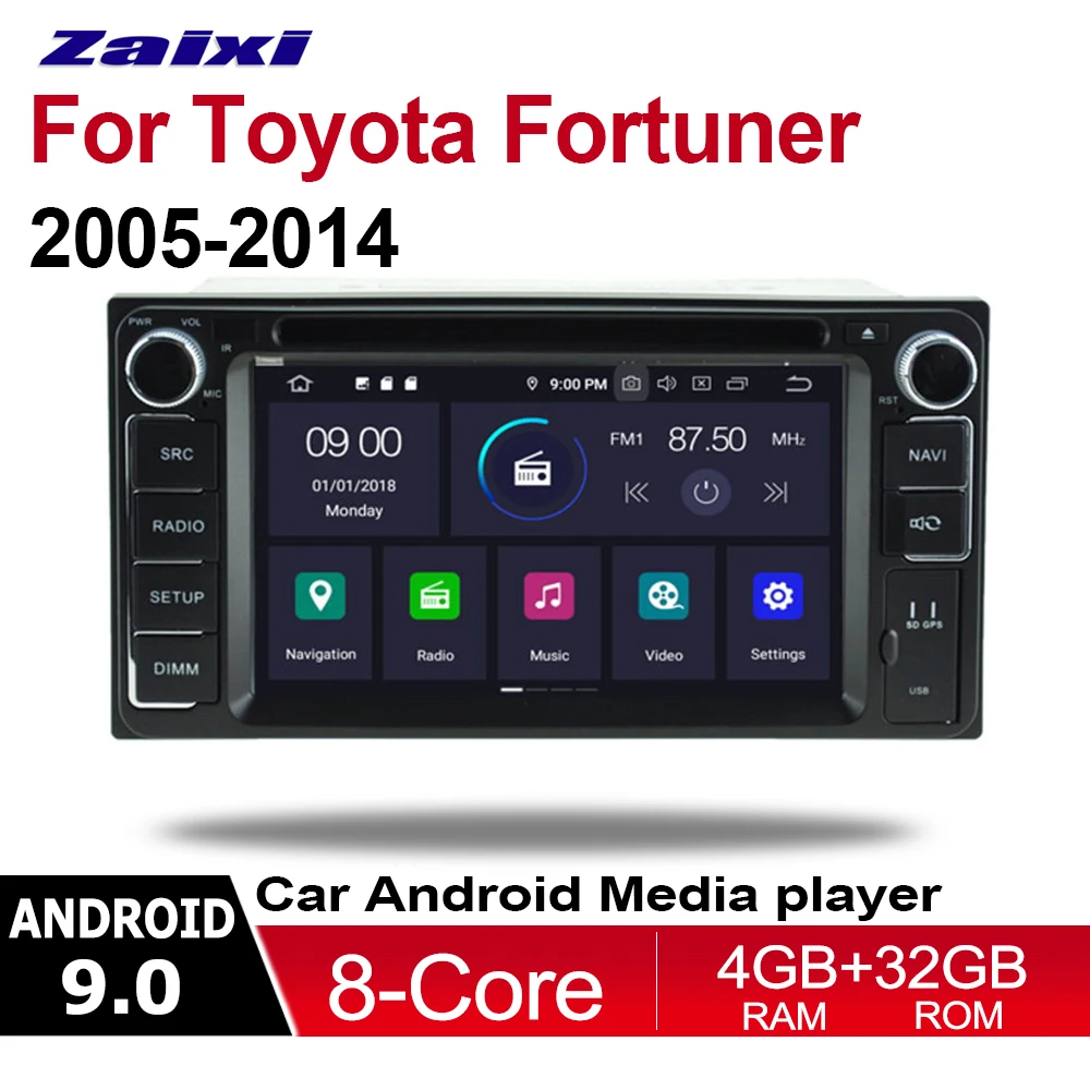 ZaiXi 4 ГБ android 9 0 автомобильный dvd плеер для Toyota Fortuner 2005 ~ 2014 Мультимедиа GPS навигация
