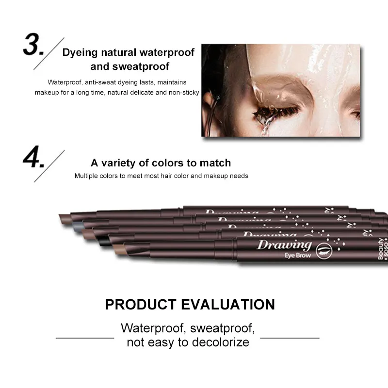 Beauty Automatically Rotate Eyebrow Pencil Waterproof Easy To Color Double-end Pen MakeupR1 | Красота и здоровье