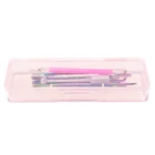 Пластиковый ящик для хранения инструментов для ногтей, пинцет, толкатель для кутикулы, держатель для кистей, прямоугольный, белый, розовый, предметы для ногтей, быстрое покрытие