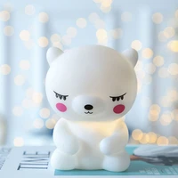 cute expression sleep silicone bear modeling lamp children room decorate small night lights