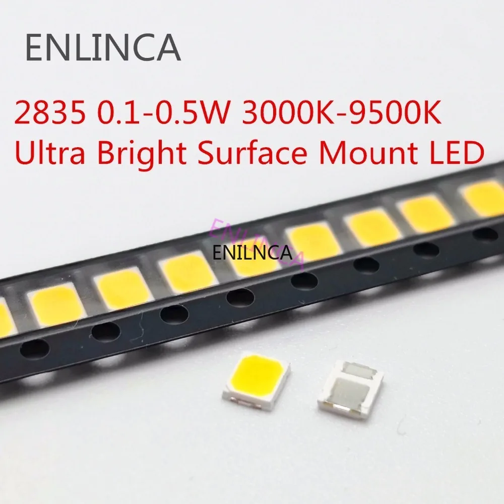 100 шт. 0 1 Вт 5 SMD светодиодные чипы 2835 1/2 2 3000 К 9000 к 3 в бусины светильник лого белого